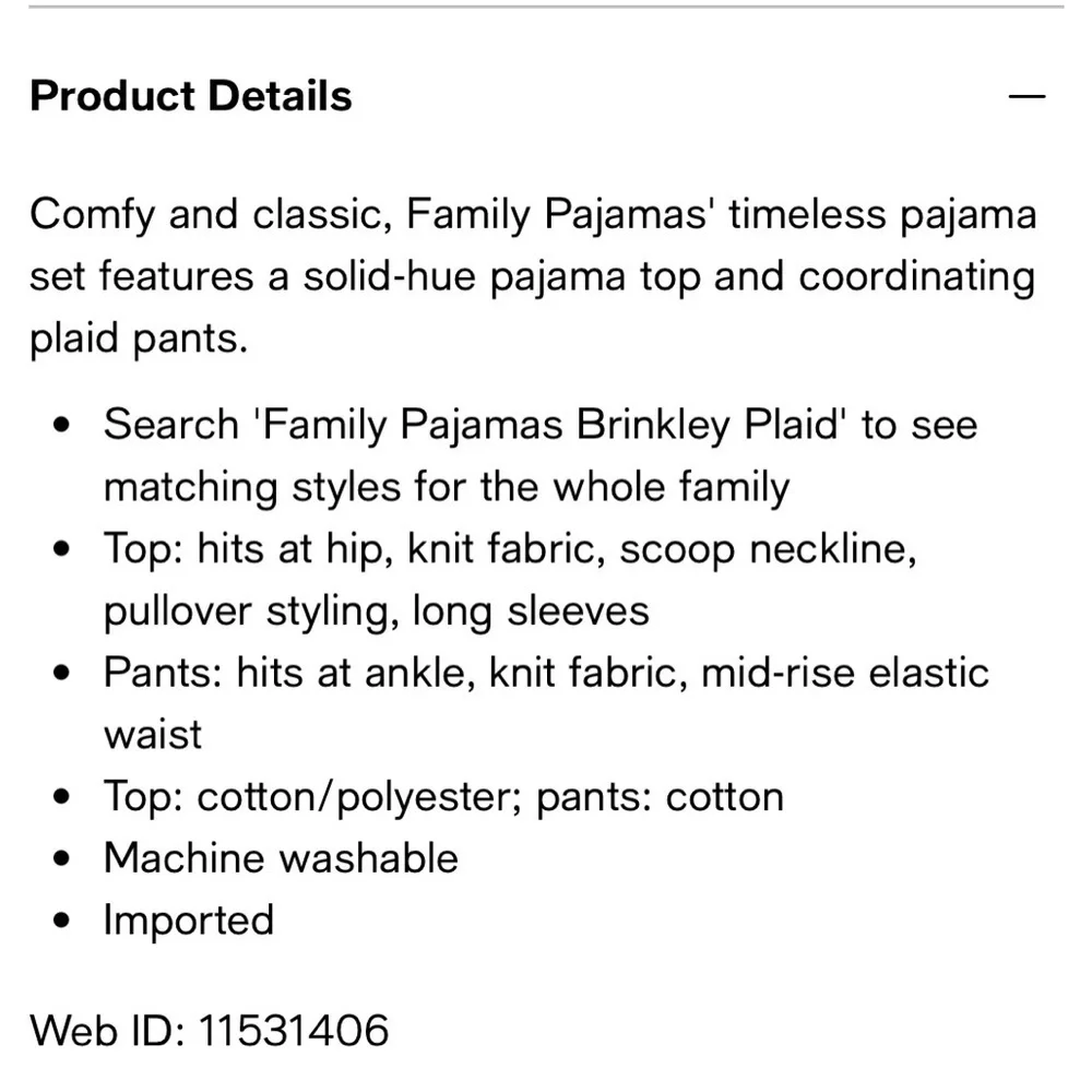 FAMILY PAJAMAS Matching Women's Mix It Brinkley Plaid Family Pajama Set size S